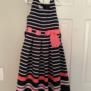 Girls pink & blue striped dress